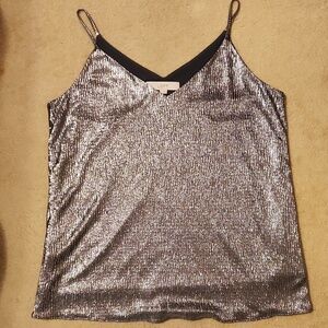 Loft Shimmer Silver Tank Top Size Small